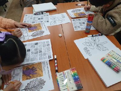 (12월 어린이박물관교실) 탱글탱글 젠탱글 기법, 약초꽃 그림 그리기